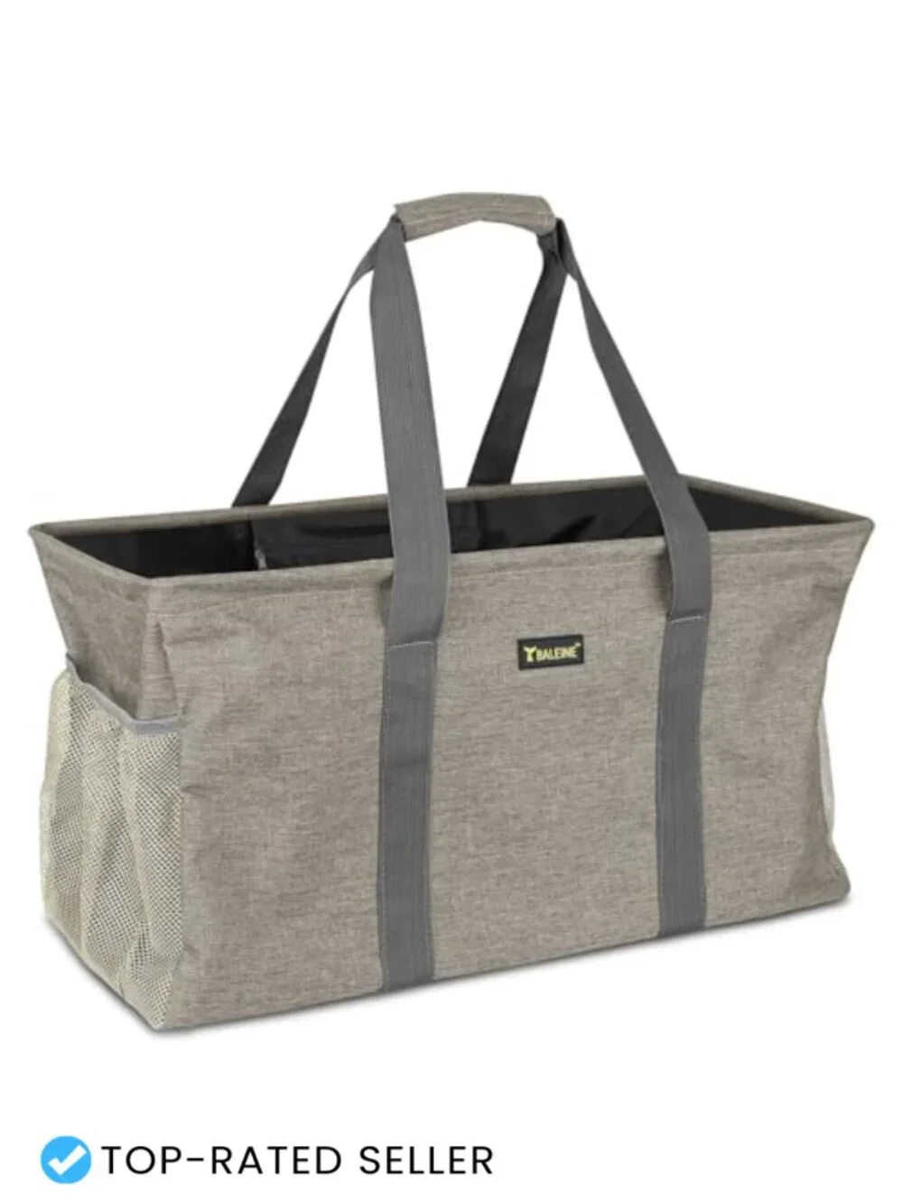 Extra Large Utility Tote Bag with Reinforced Wire Frame, Reusable Grocery